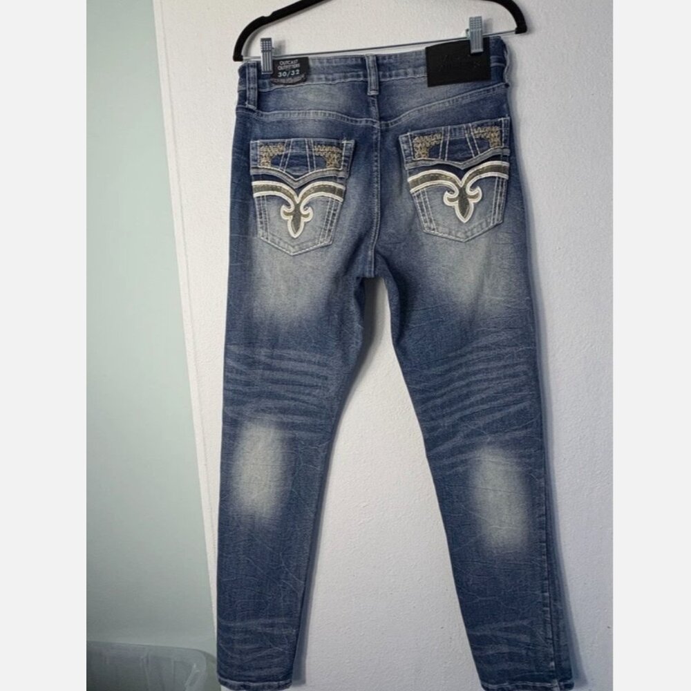 Outcast Outfitters NWT Men's Slim Stretch Denim Jeans 30/32 Embroidered Flap Pkt